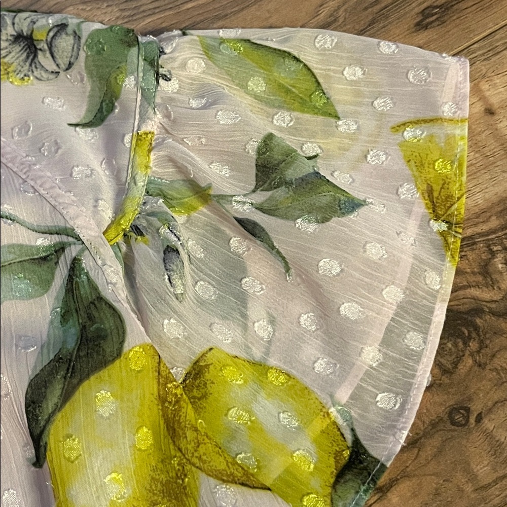 Joie Lemon Print Blouse with Green Leaves - Picture 5 of 7